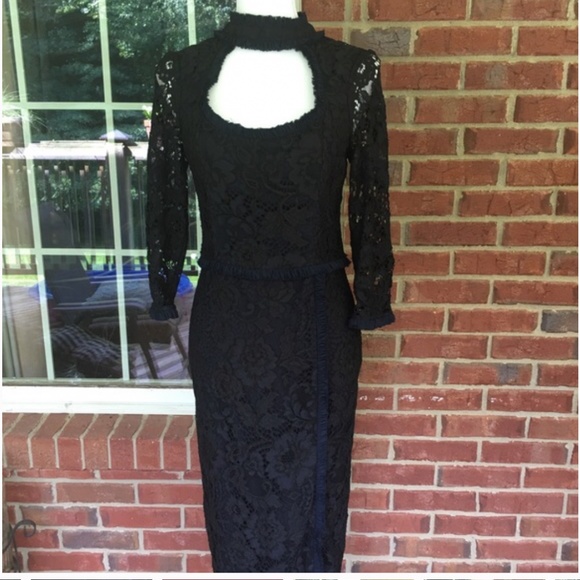 Alexis Lace Dress High Neck Midi - Picture 6 of 9